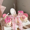 In stock: 4cm puff, checkered pleated webbing, flower packaging, bow accessory, material: fishtail yarn, ribbon details Picture
